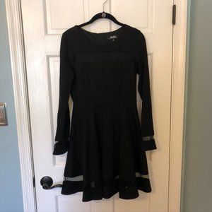 Lulu's Black Long Sleeve Mesh Detail Dress